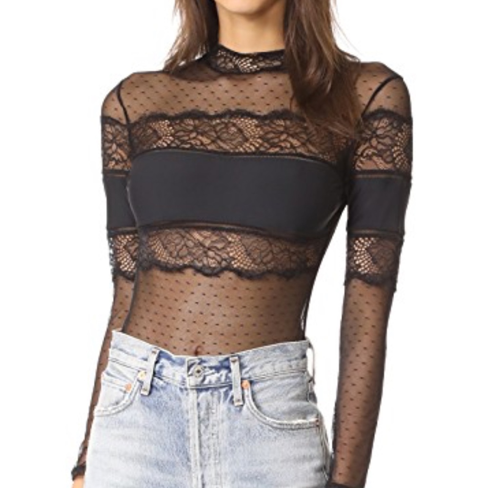 Thistle & Spire Amore Long-Sleeve Lace Bodysuit(M)